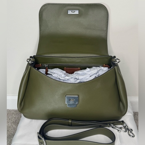 Coach Slouchy Rogue Top Handle Bag in Olive Green & Silver CCC39 Authenticated - Picture 11 of 13